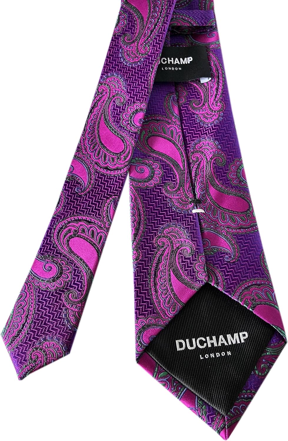 DUCHAMP London Herren Krawatte aus 100 % gewebter Seide, Paisleymuster Violett