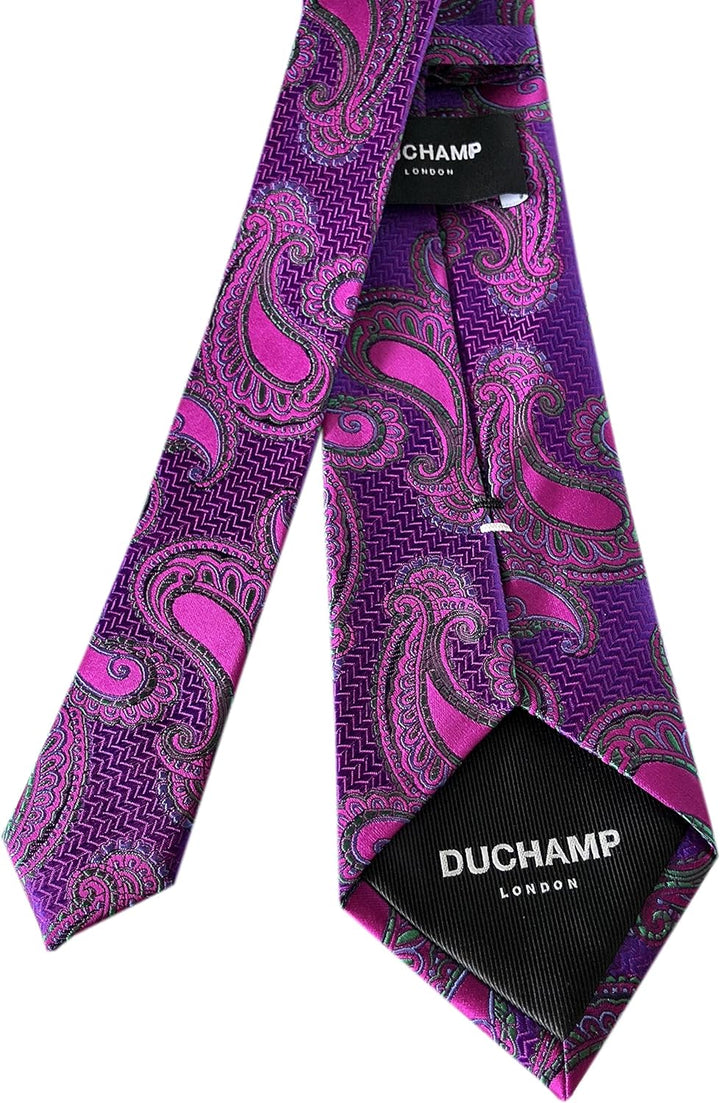 DUCHAMP London Herren Krawatte aus 100 % gewebter Seide, Paisleymuster Violett