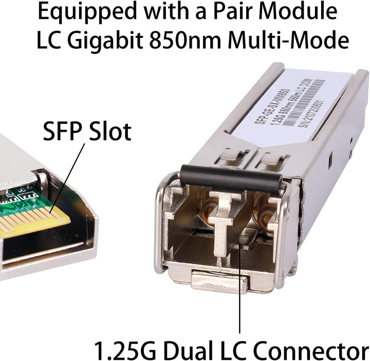 EIN Paar 1,25G/s Gigabit Multi-Mode LWL Glasfaser-Ethernet-Medienkonverter + 2 STÜCKE SFP LC Dual-Tr