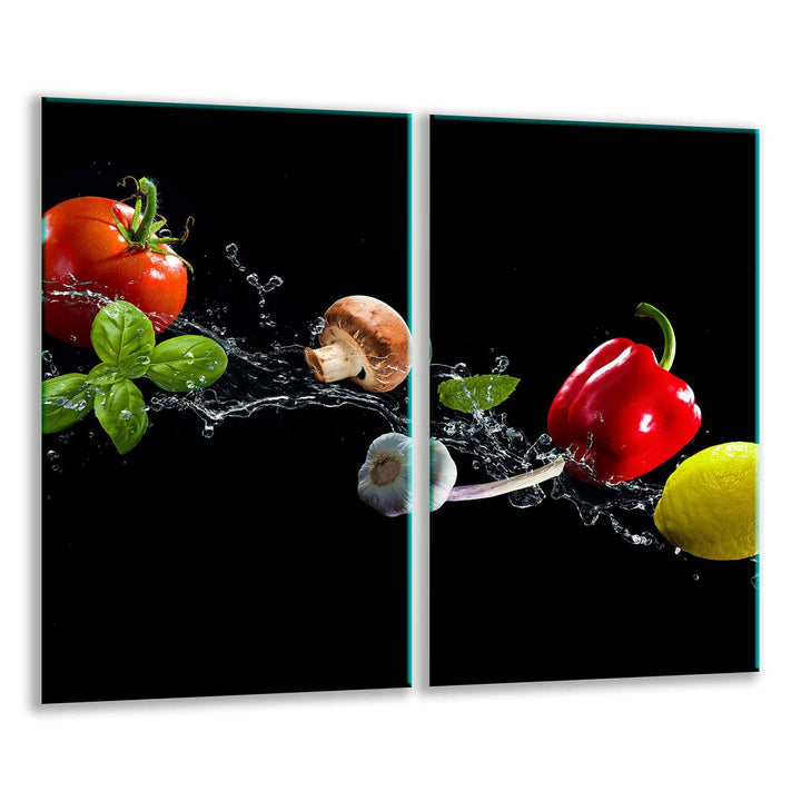 QTA | Herdabdeckplatten Set 2x30x52 cm Ceranfeld Abdeckung Glas Spritzschutz Abdeckplatte Glasplatte