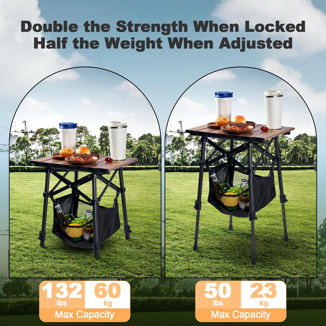 Odoland mini Campingtisch höhenverstellbar mit Aufbewahrungstasche, 40 x 30 cm Leicht Klapptisch aus