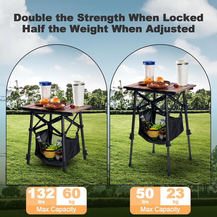 Odoland mini Campingtisch höhenverstellbar mit Aufbewahrungstasche, 40 x 30 cm Leicht Klapptisch aus
