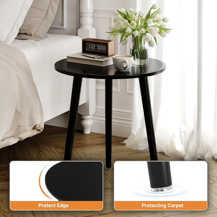 APICIZON Beistelltisch, Couchtisch rund Ø 42 cm, Höhe 51 cm, Sofatisch mit Beinen aus Massivholz, Sk