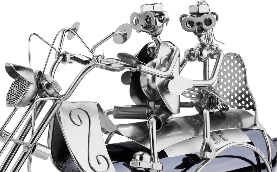 BRUBAKER Flaschenhalter Paar auf Motorrad Metall Skulptur Geschenk mit