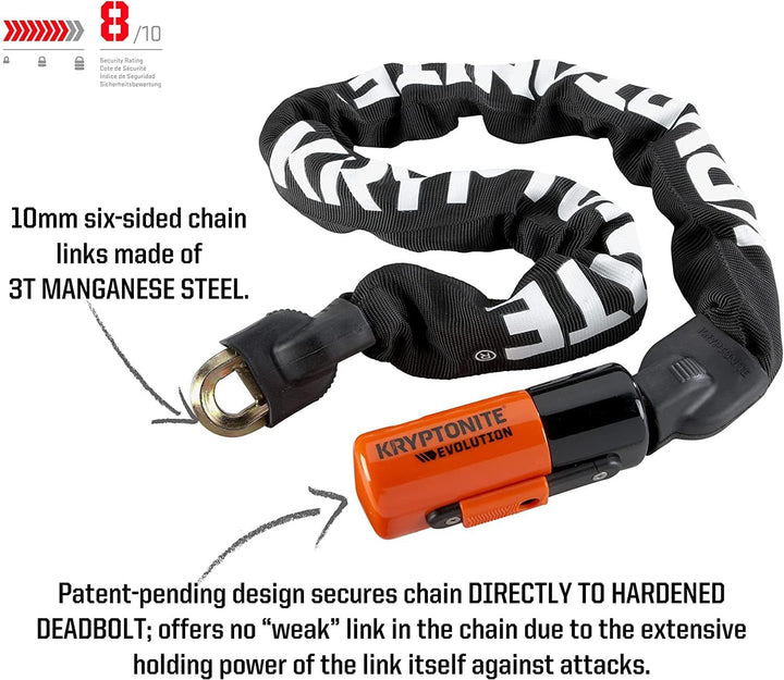 Kryptonite 808 Kabelschloss Evolution series 4 Integrated Chain 1090, Schwarz, 90cm Single, Single