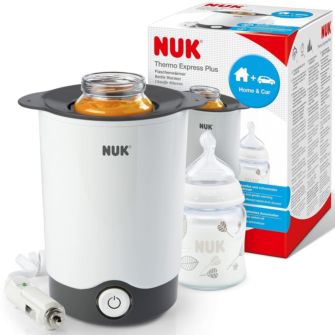 NUK Thermo Express Plus Flaschenwärmer + First Choice+ Flaschen Set (Rosa/Weiss, 3 Stück) – Erwärmt