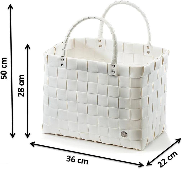 Kobolo Tasche Einkaufskorb geflochten Kunststoff Shopper - White XXL - 36x22x28 cm