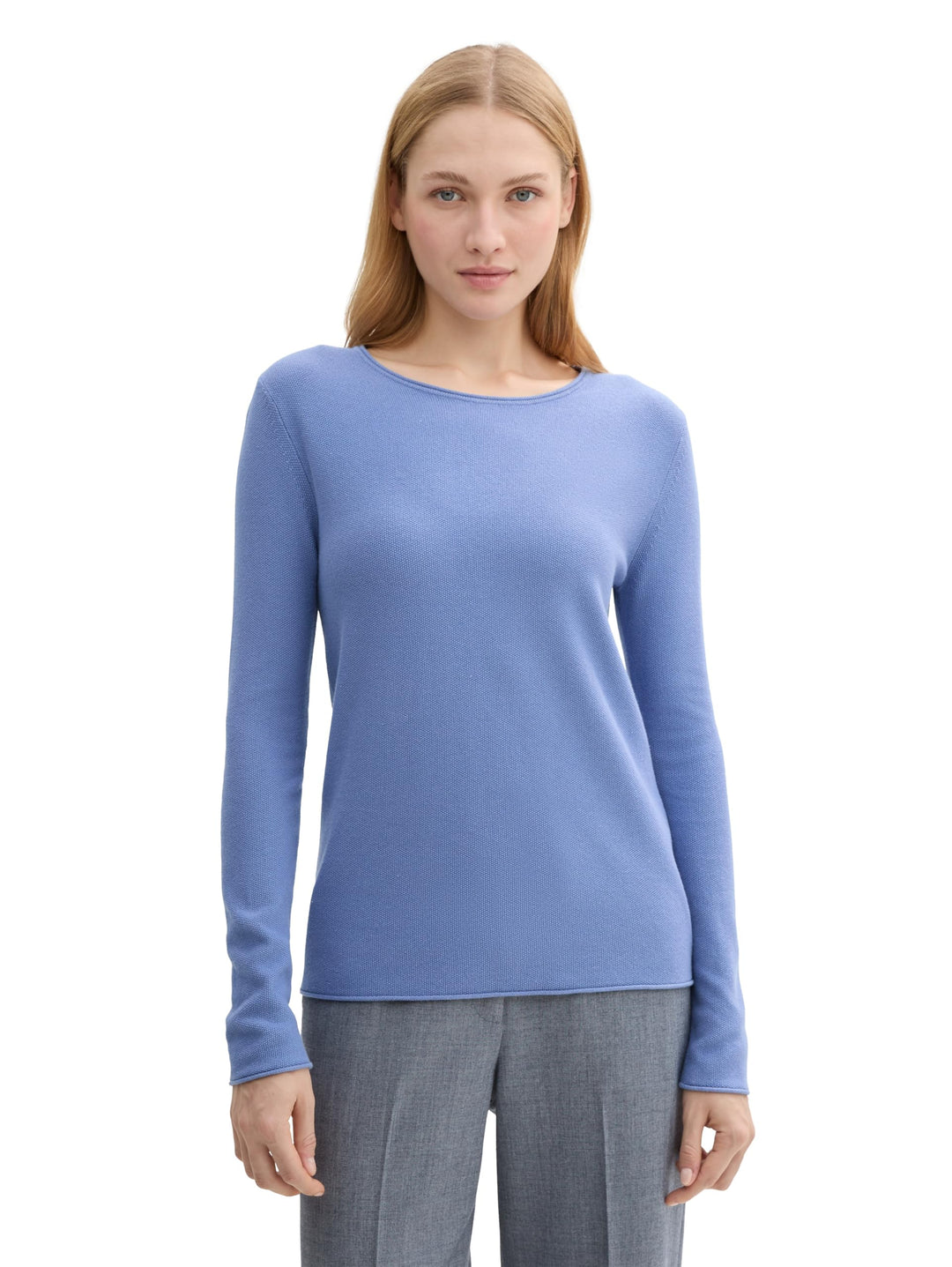 Tom Tailor Damen 1016350 Basic Strickpullover aus Bio-Baumwolle (1er Pack) S 10436 - Colony Blue, S