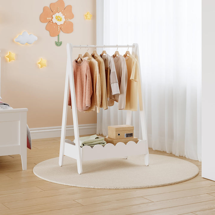 [en.casa] Kindergarderobe stehend Vestnes Kleiderständer für Kinder Garderobenständer mit Fach und K
