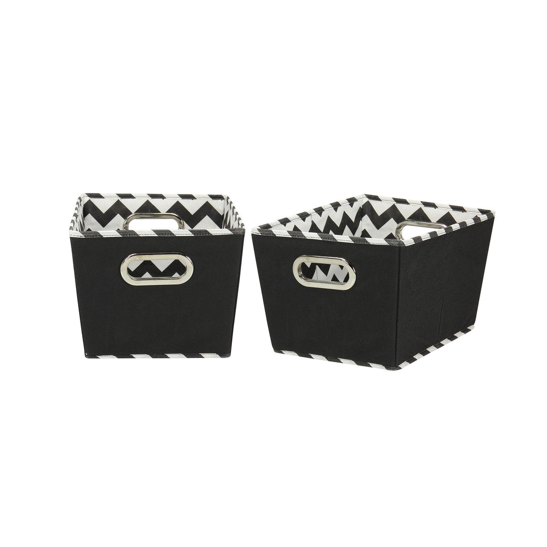 Household Essentials Kleine Tapered Dekorative Aufbewahrungsboxen, 2 Pack Set, Schwarz/Chevron