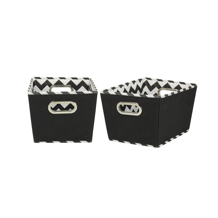 Household Essentials Kleine Tapered Dekorative Aufbewahrungsboxen, 2 Pack Set, Schwarz/Chevron