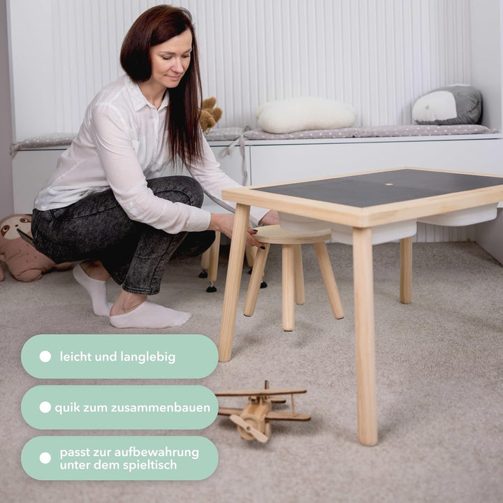 Cateam Tritthocker aus Holz für Kinder und Kleinkinder – 2er-Set – Schwarz – Kinderhocker mit auszie