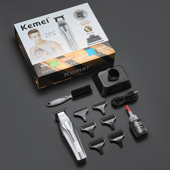 KEMEI 3023-702 Haar- und Bartschneider für Männer, 9000 U/min Zero-Gapped-Trimmer für Friseure mit V