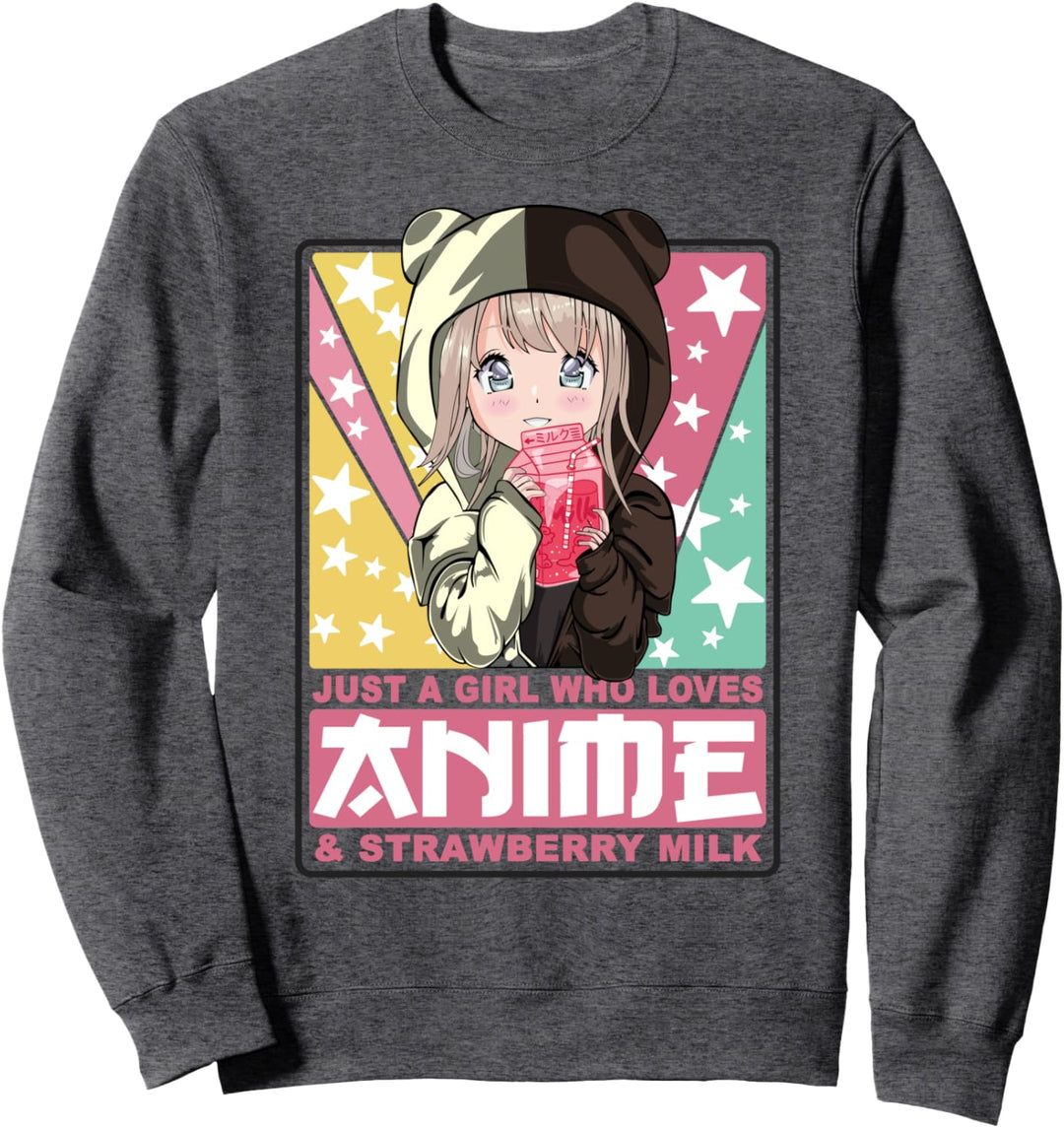 90er Japan Otaku Neko Girl - Anime & Erdbeermilch Sweatshirt