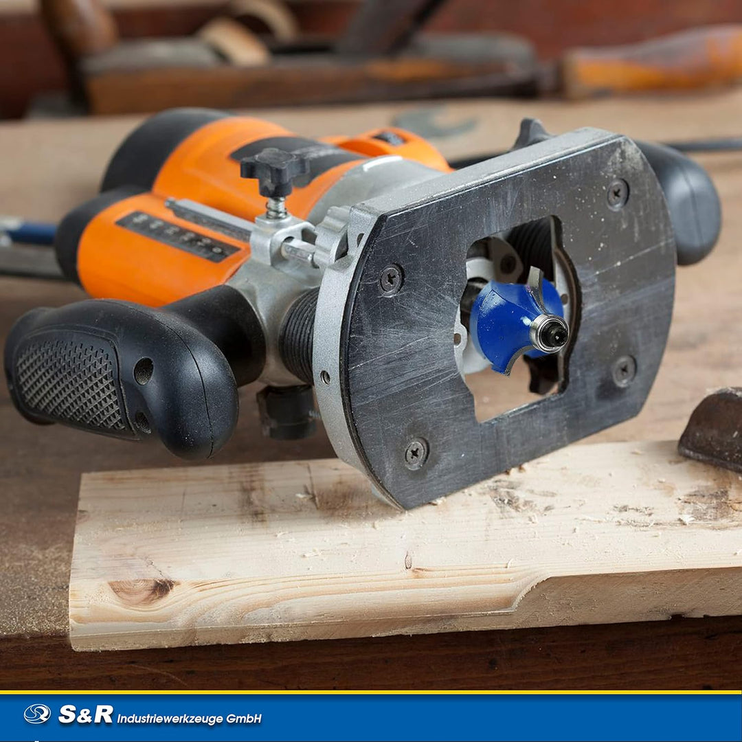 S&amp;R Holzfräser-Set HM 15-tgl., Holzfräs-Bits für 8mm Schaft, Holzkoffer, geschmiedeter Werkzeugstahl