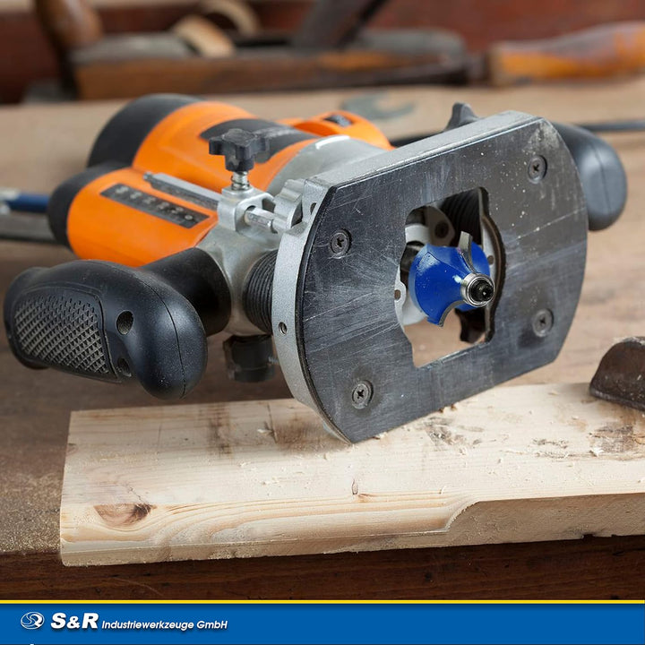 S&amp;R Holzfräser-Set HM 15-tgl., Holzfräs-Bits für 8mm Schaft, Holzkoffer, geschmiedeter Werkzeugstahl