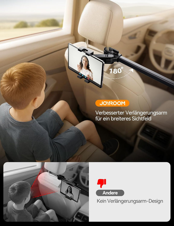 JOYROOM Tablet Halterung Auto Kopfstütze [Bilaterale Fixierung] Tablethalterungen Auto mit Metallarm