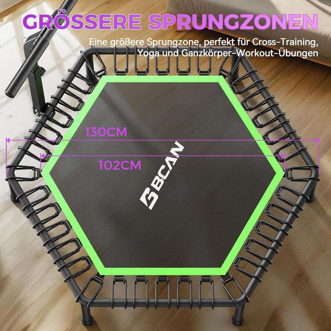 BCAN Fitness Trampolin Indoor Ø 122/133 cm, Trampolin Erwachsene bis 250 kg, Bodentrampolin mit vers