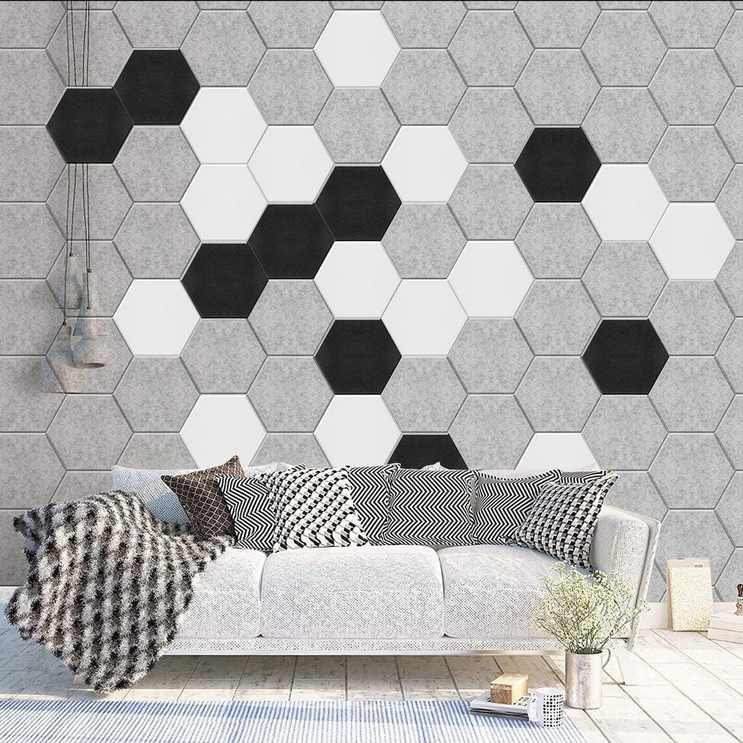 Hexagon Akustikplatten mit Aufkleber, Schalldämmung Wand, 12 Stück, Hohe Dichte Akustikpaneele für D