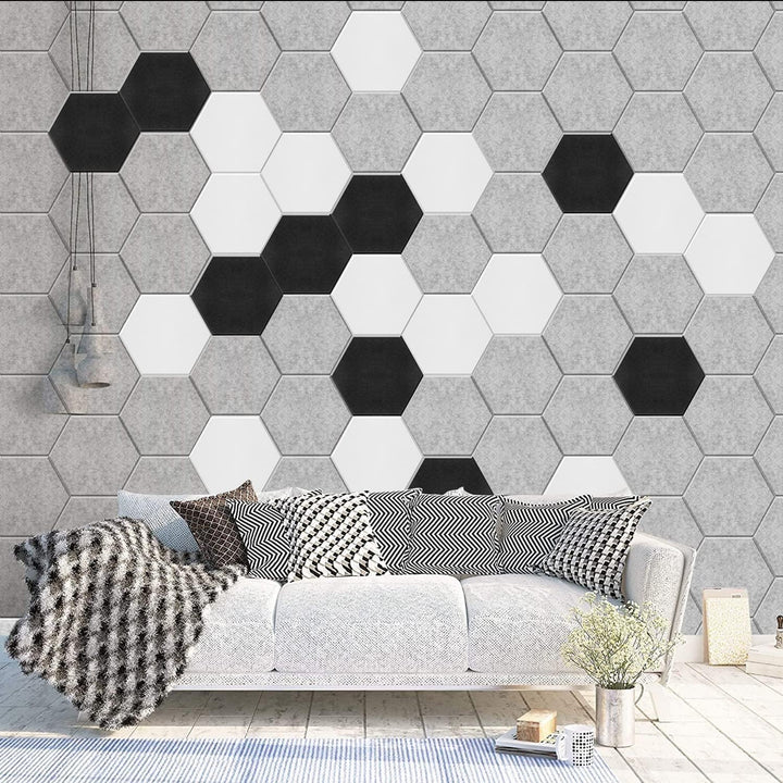 Hexagon Akustikplatten mit Aufkleber, Schalldämmung Wand, 12 Stück, Hohe Dichte Akustikpaneele für D