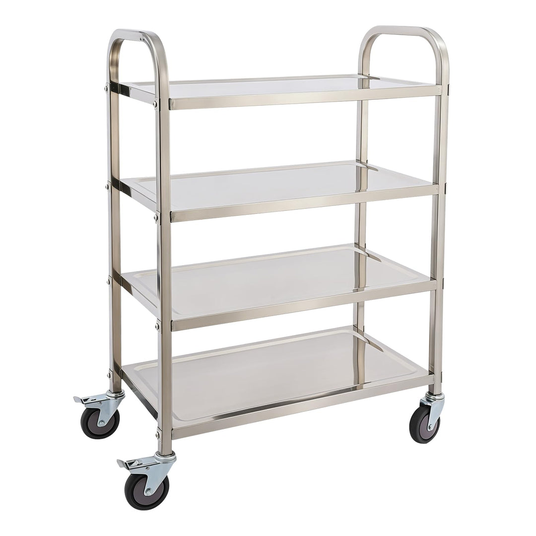 Edelstahl Servierwagen 4 Böden Küchenwagen Silber,75 x 40 x 109 cm, 75 x 40 x 109