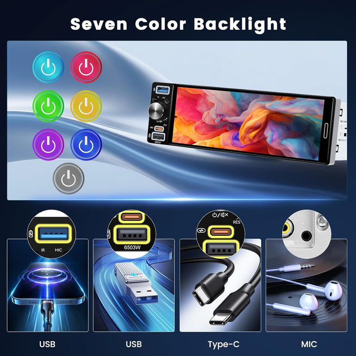 Hikity FM/AM/RDS Radio 1 Din Autoradio Carplay Android Auto Kabelgebundenes 6.5 Zoll Incell Touchscr