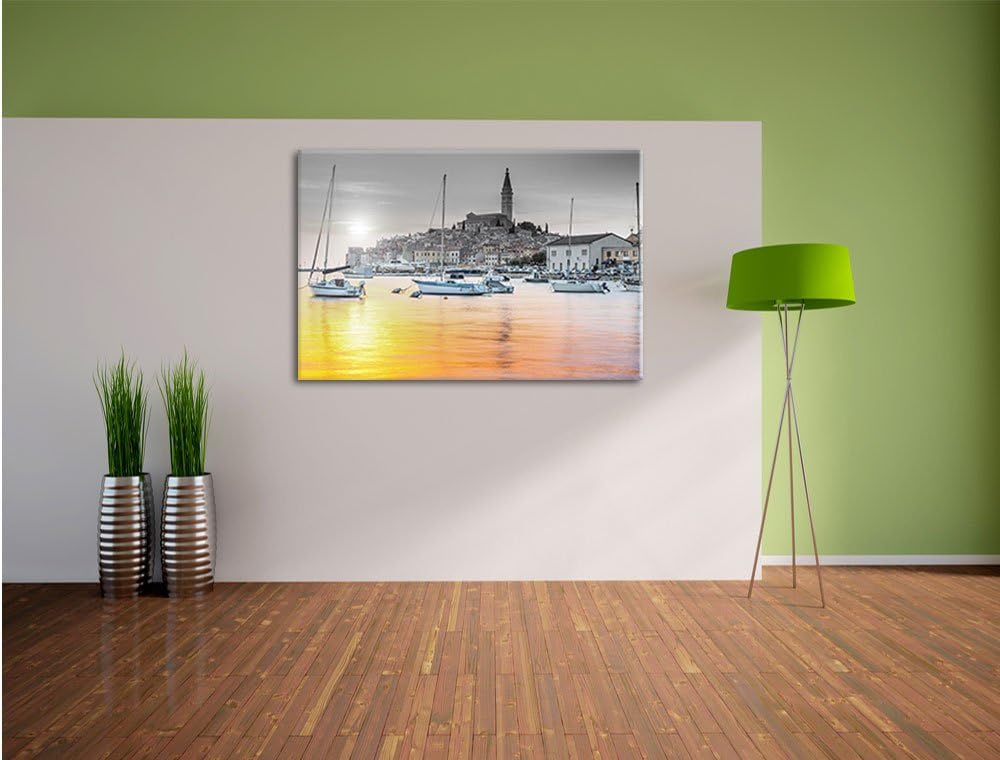 Pixxprint Kroatische Hafenstadt / 100x70cm Leinwandbild bespannt auf Holzrahmen/Wandbild Kunstdruck