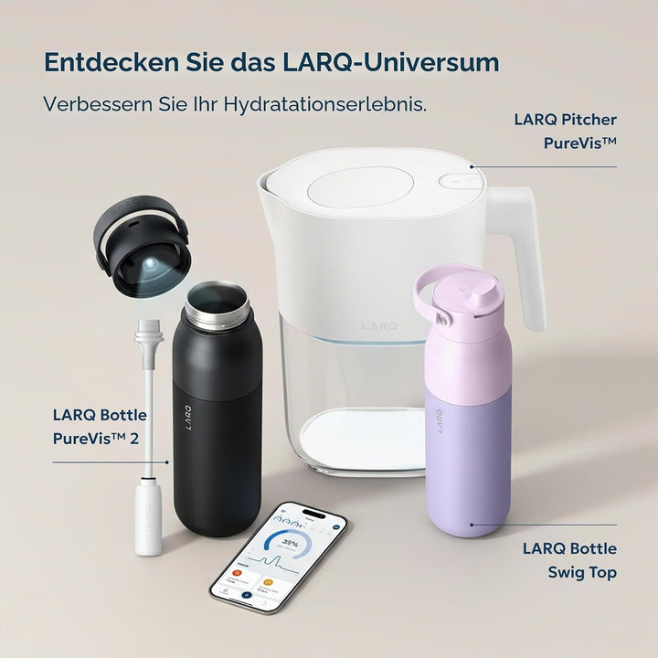 LARQ Movement PureVis 710ml – UV-selbstreinigende Edelstahlflasche mit Silikonhülle | Leicht, stossf