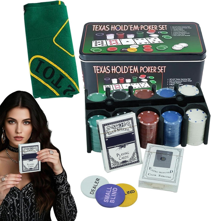 Poker-Chips, 200 Stück, Texas Hold'em Chips, 200 Stück, multifunktional, verschleissfestes Design, p