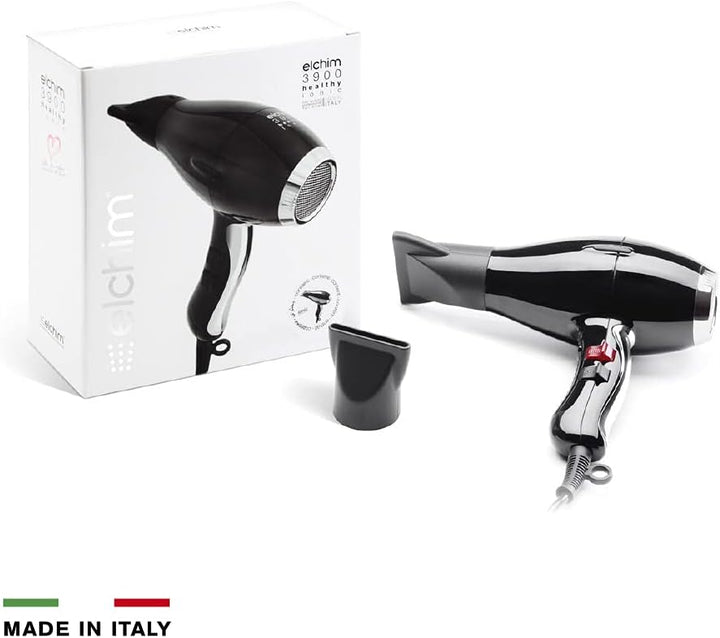 Elchim 3900 Healthy Ionic Black & Silver | Professioneller, leiser, leichter und einfach zu handhabe