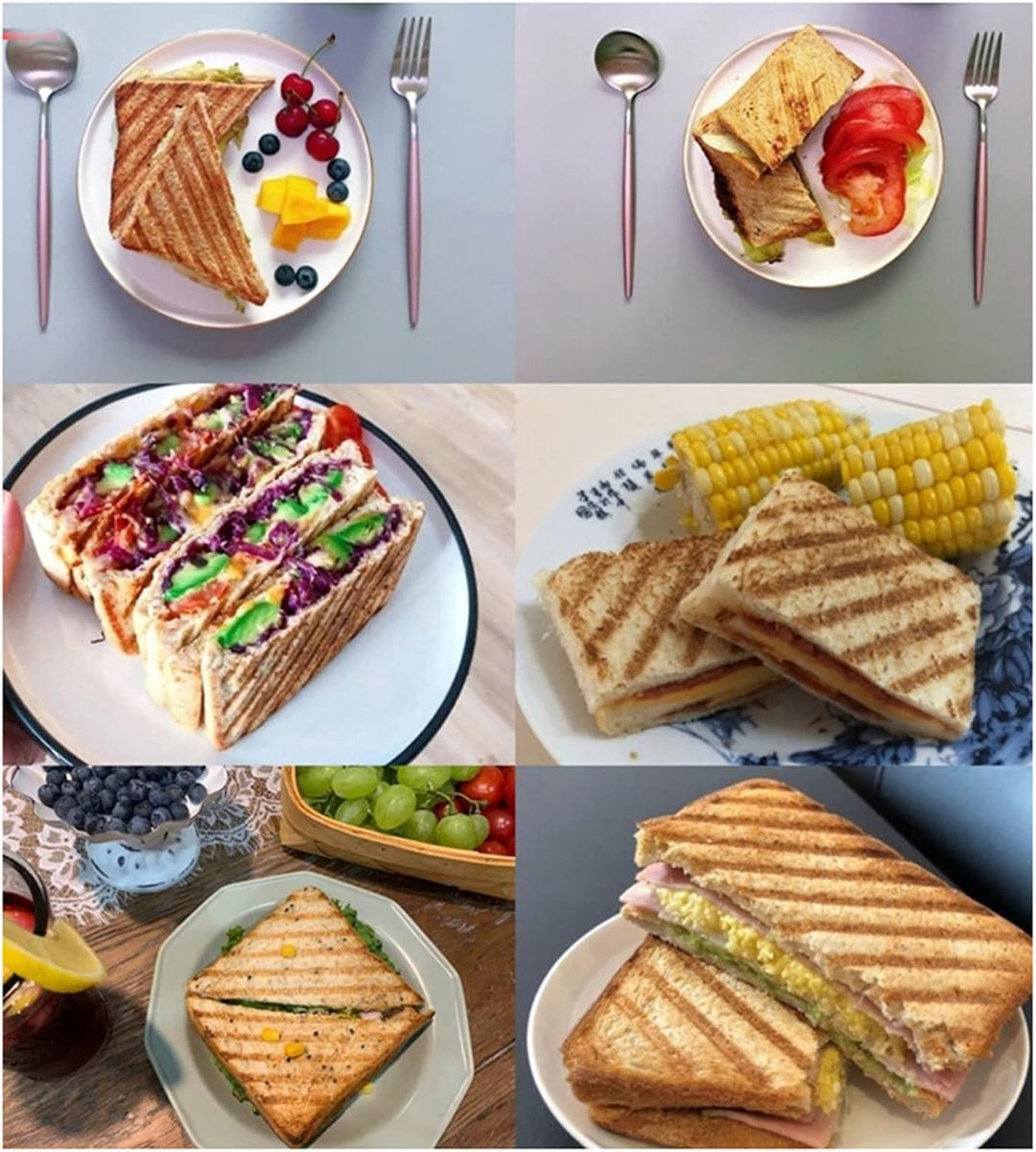Natudeco Sandwichpfanne, antihaftbeschichtetes, doppelseitiges Braten, tragbarer Dual-Sandwich-Panin