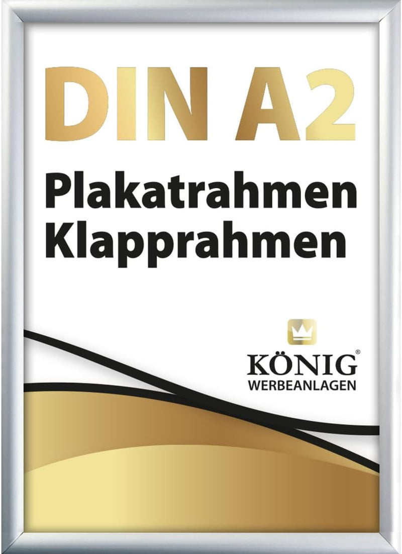 Plakatrahmen DIN A2 | 25mm Alu Profil, eckig | Silber | inkl. entspiegelter Schutzscheibe und Befest