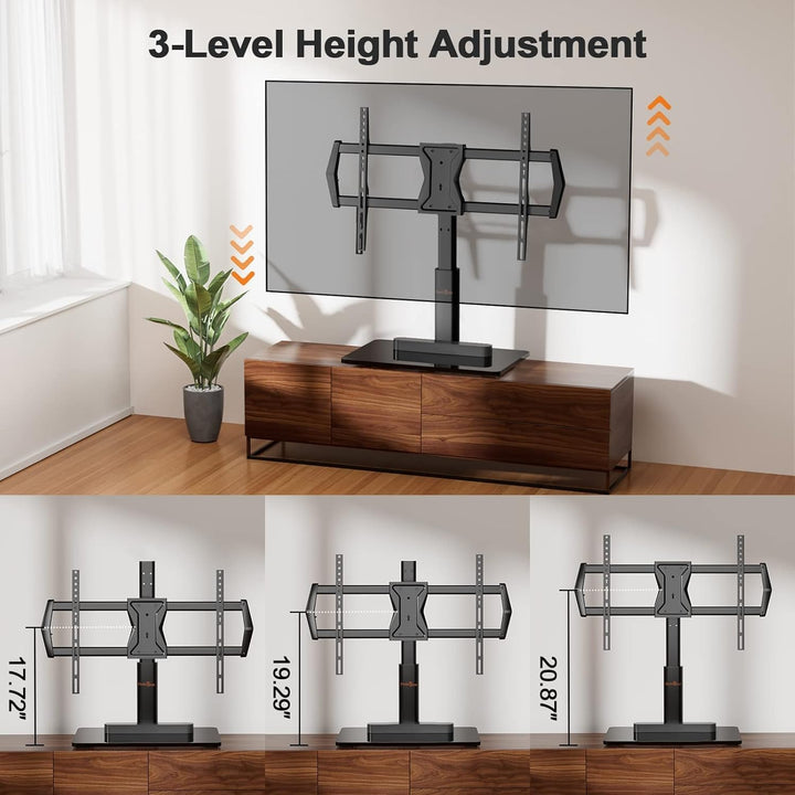 Perlegear TV Standfuss TV Ständer Schwenkbar für 37-65/70 Zoll Flach &amp; Curved Fernseher bis zu 45 KG