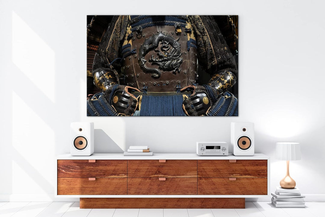 deyoli Brustpanzer einer Samurairüstung Format: 80x60 als Leinwandbild, Motiv fertig gerahmt auf Ech