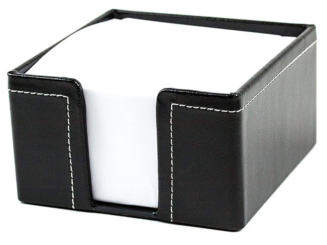 DELMON VARONE - Zettelkasten Cambridge Top Grain Leder schwarz, Zettelbox inkl. 500 Blatt Papier, No