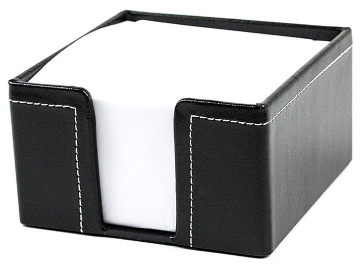 DELMON VARONE - Zettelkasten Cambridge Top Grain Leder schwarz, Zettelbox inkl. 500 Blatt Papier, No
