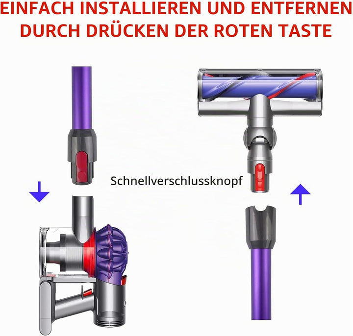 Verlängerungsrohr für Staubsauger, Schnellspanner Verlängerungsrohr für Dyson V15 V11 V10 V8 V7 Stab