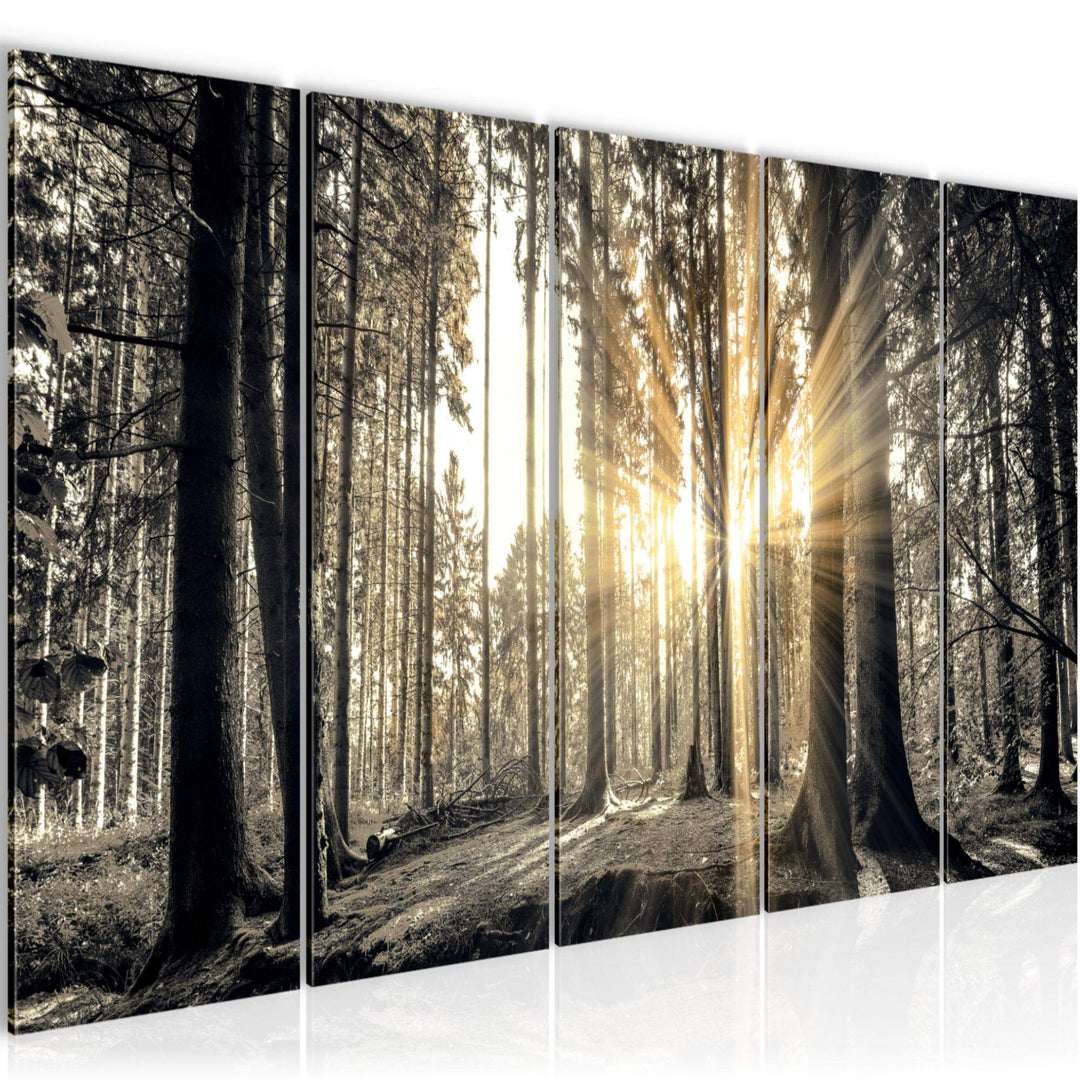 Runa Art Bild Wald Landschaft Wandbilder auf Vlies Leinwand 5 Teilig Wanddekoration Schlafzimmer Woh