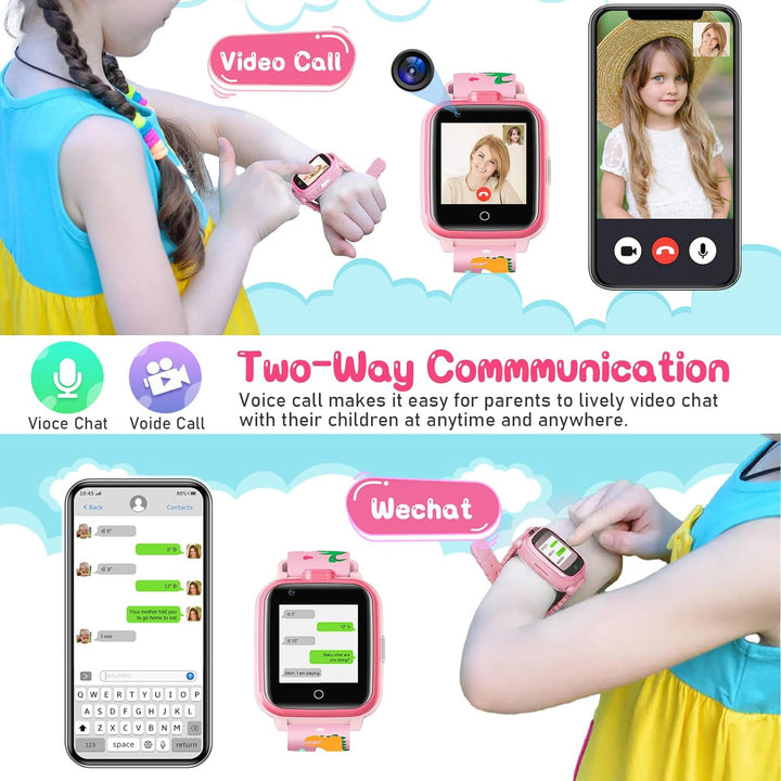 Mingfuxin 4G Kinder-Smartwatch, Wasserdichtes Smartwatch-Telefon mit Dual-Kamera, Kinder-GPS-Tracker