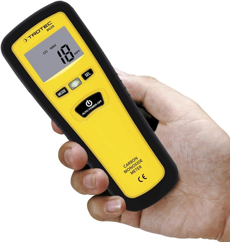 TROTEC BG20 Kohlenmonoxid-Messgerät Melder CO-Konzentrationen messen Messbereich 0 ppm bis 1.000 ppm