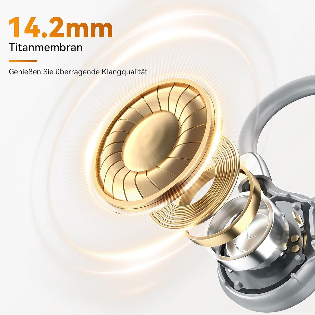 OHAYO Open Ear Kopfhörer Bluetooth, Kopfhörer Joggen, Bluetooth 6.0, Wasserdicht nach IPX7, 10h Lauf