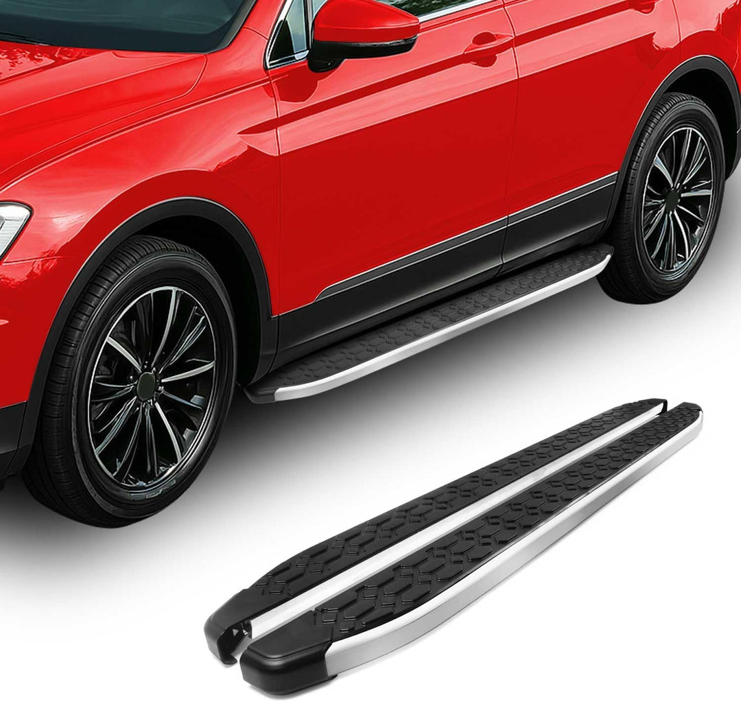 OMAC Alu Trittbretter Seitenschweller kompatibel mit Kia Sportage 2010-2015 Schwarz Silber BLACKLINE