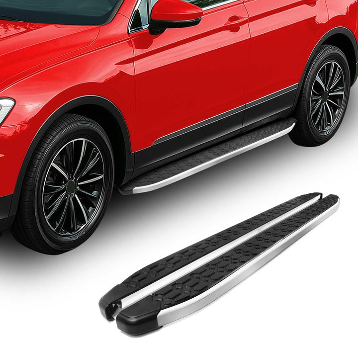 OMAC Alu Trittbretter Seitenschweller kompatibel mit Kia Sportage 2010-2015 Schwarz Silber BLACKLINE