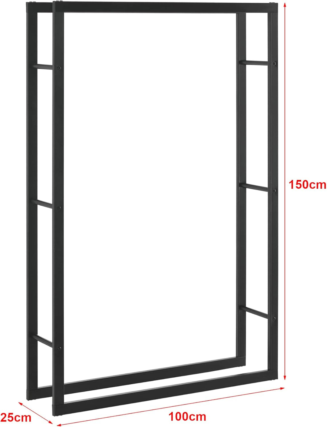 [en.casa] Kaminholzregal Täby Brennholzregal innen aussen Metall 100 x 25 x 150 cm Holzunterstand St