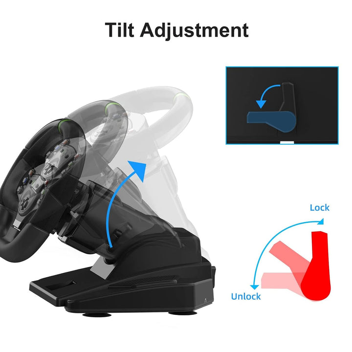 DOYO XBOX 360 Gaming Lenkrad mit Pedalen-180°,Vibrationsfeedback, Integrierter Schalthebel,Höhen-und