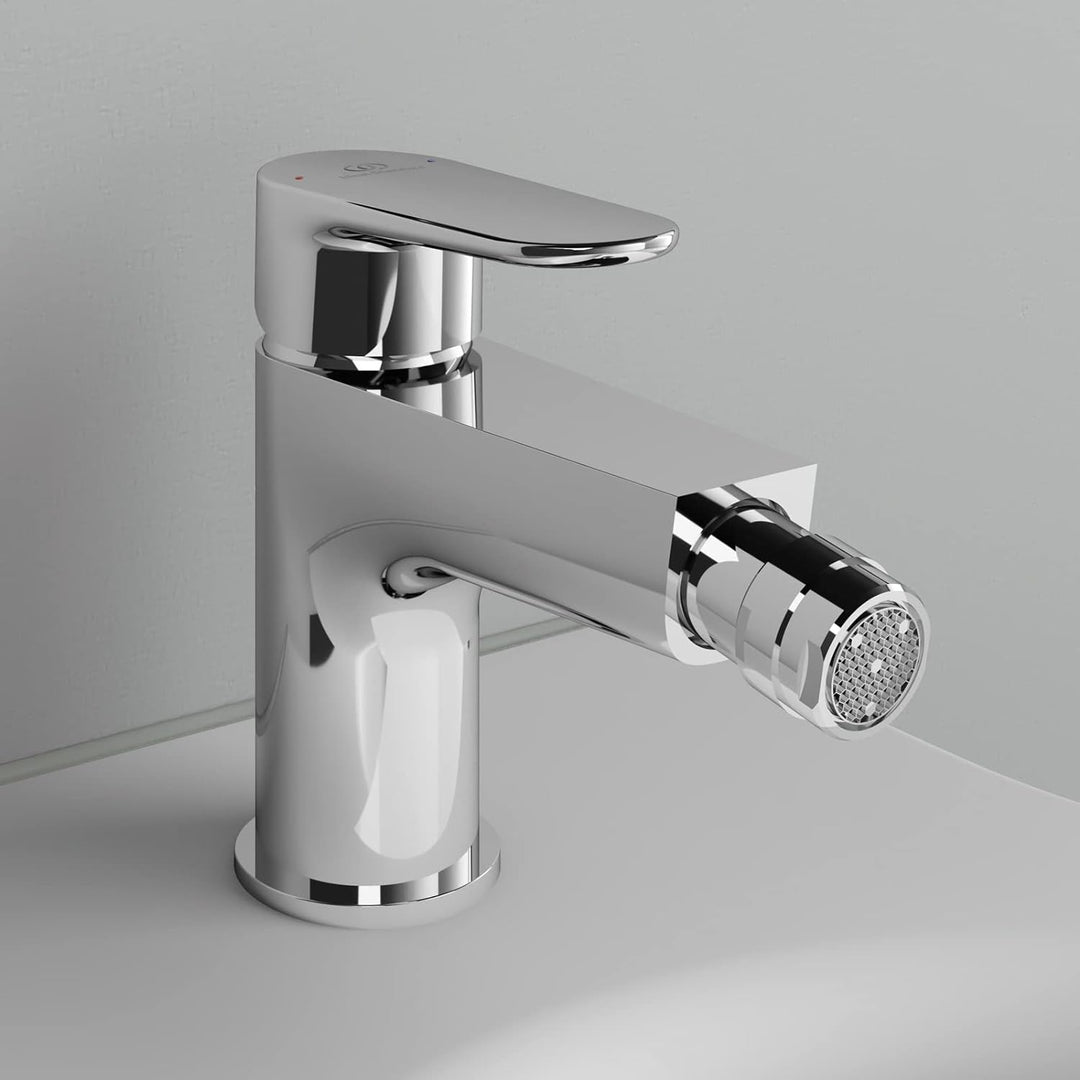Ideal Standard BC705AA Cerafine O Bidetarmatur mit Zugknopf-Ablaufgarnitur