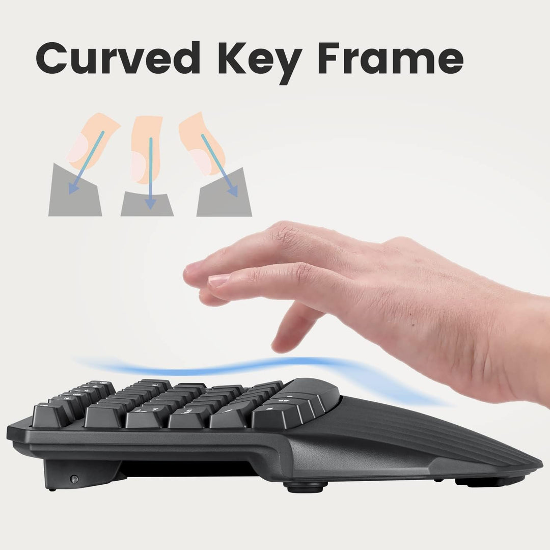 Perixx PERIDUO-813B US Kabellose ergonomische kompakte Tastatur und vertikale Maus – Paket mit Einer