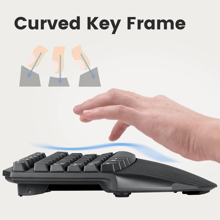 Perixx PERIDUO-813B US Kabellose ergonomische kompakte Tastatur und vertikale Maus – Paket mit Einer