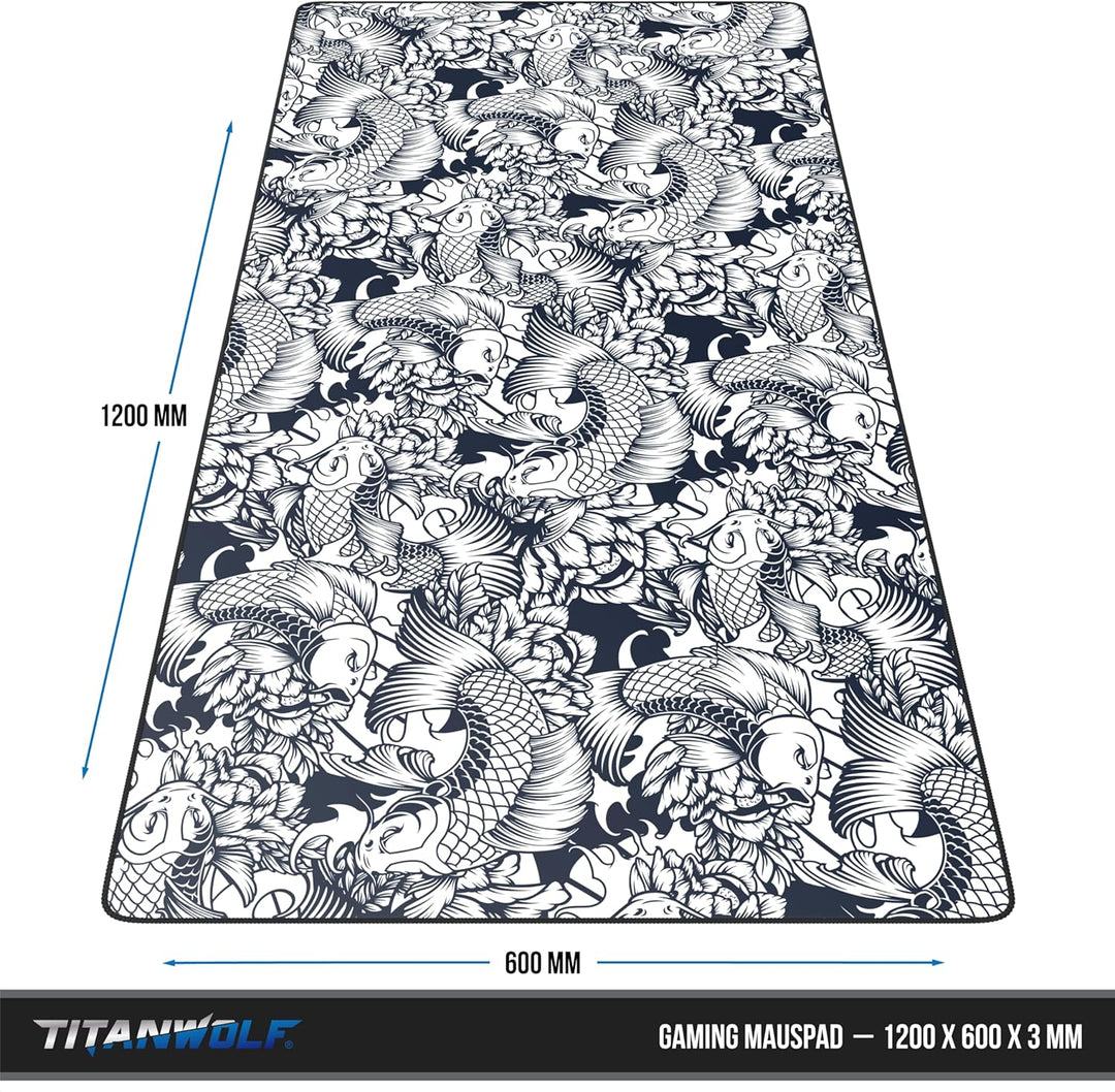 Titanwolf XXXL Übergrösse Mauspad 1200x600mm, Gaming Mousepad Gross,120x60 cm Tischunterlage Large S