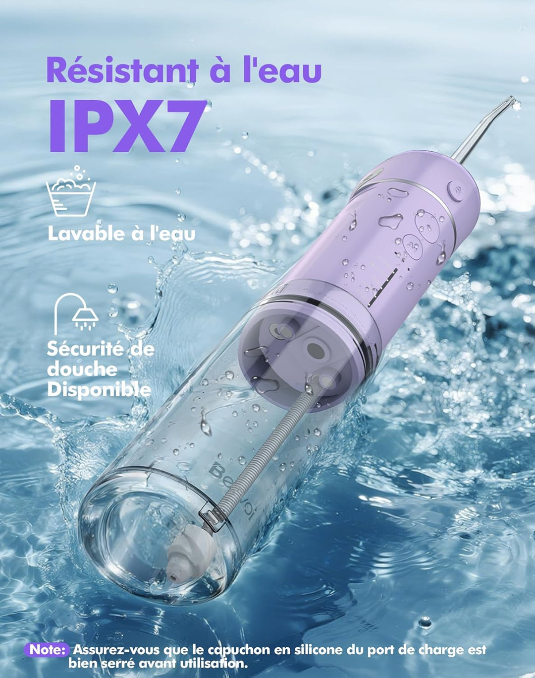 Reise Munddusche Kabellos Zahnreinigung: Oral Irrigator mit 5 Modi, 180ML Wassertank IPX7 Wasserdich